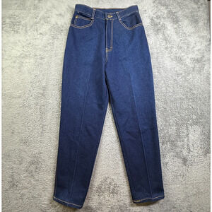 Vintage 80s Dark Wash Denim Jeans Womens 26x29 High Rise Pleated Cotton Blend